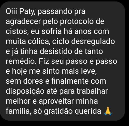 Depoimento real de aluna via WhatsApp